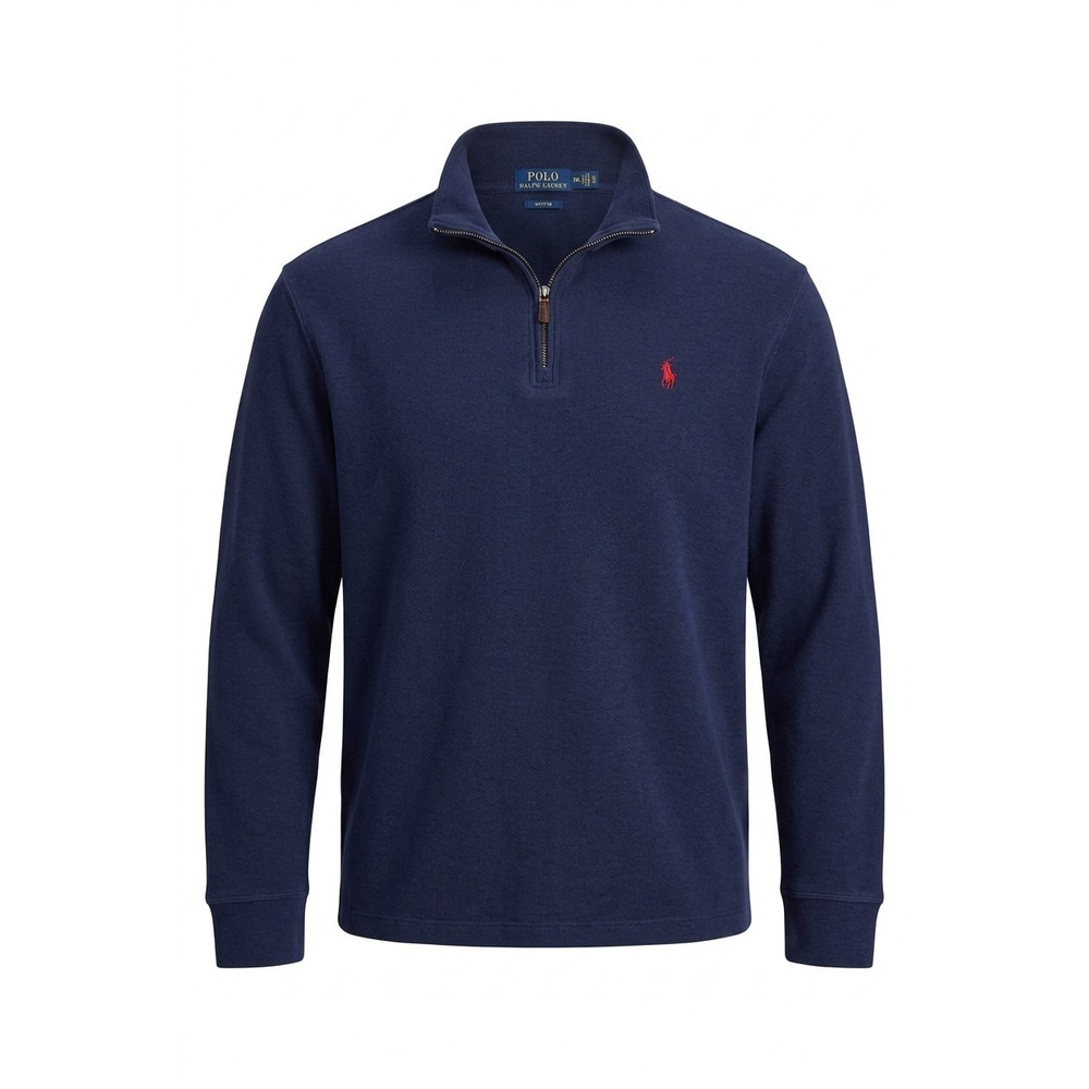 Polo Ralph‎ Lauren Mens XL Estate Rib Quarter Zip Pullover Navy Blue Red Pony